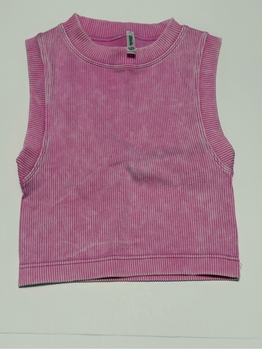 Zenana Outfitters Ribbed Sleeveless Crop Tank - Pink